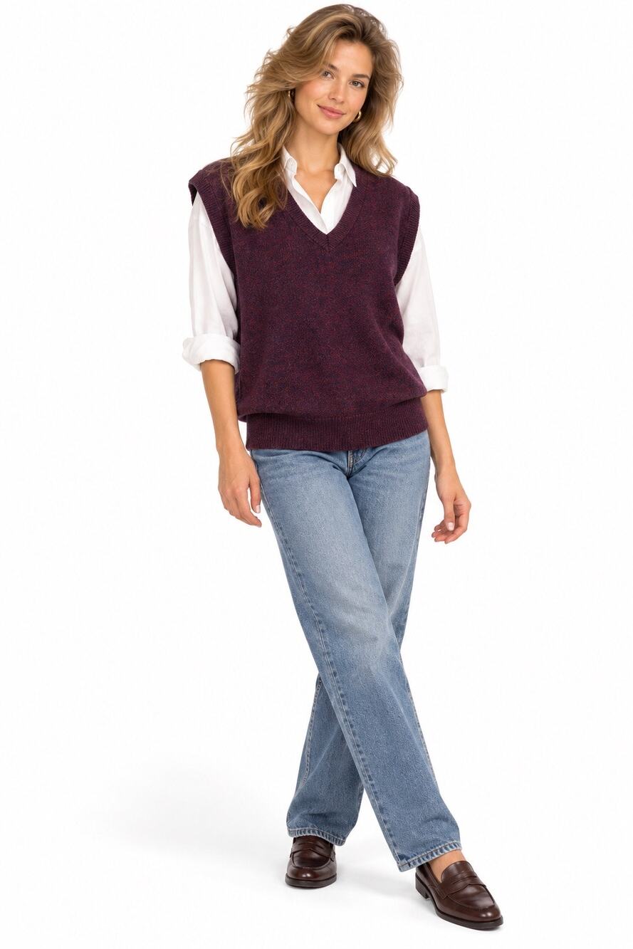 Vintage ‘80s Puritan Burgundy Marled Preppy Cher Horowitz V-Neck Sweater Vest